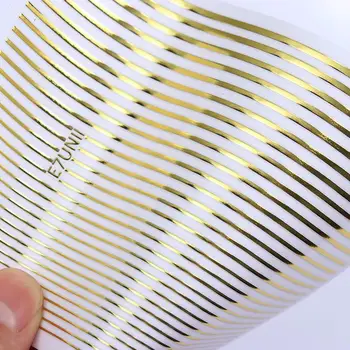 Aur 3D Unghii Autocolant Curba Benzi de Linii de Unghii Autocolante Gradient Adeziv Striping Banda de Folie de Unghii Unghii Autocolante, Decalcomanii de Argint
