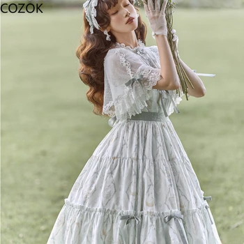 Japoneze Vintage Victorian Lolita Printesa Rochii Femei Elegante Lunii Planta Dulce OP Rochie Girly Harajuku Kawaii Haine Zână
