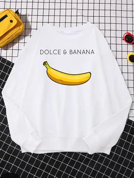 Amuzant Dolce&banana Imprimate Femei Hoodies Simplu Supradimensionat Hanorac Strada Confortabil Hoody Hipster Moale de Toamnă Streetwear de sex Feminin