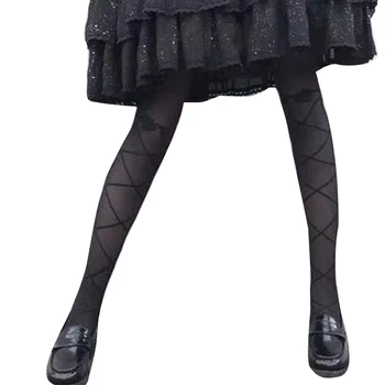 Femei Lolita Subțire Translucid Matasoasa Ciorapi Japoneze Anime Gothic False Crisscross Bandaj Aripă De Înger Model Cosplay Colanti