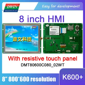 DWIN K600+ TFT LCD Display De 8 Inch, 65K Culori RS232 IPS LCM Interfață TTL Inteligent HMI Ecran Tactil Rezistiv