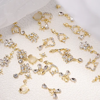 10buc/lot Pearl Zircon Aliaj de Unghii Arta Bijuterii Farmec 3D Șarpe de Aur/Argint Zircon Diamant Unghii DIY Decorare Accesorii ZCF#