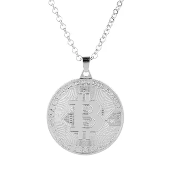 Aur a Crescut de Culoare de Argint Bitcoin BTC Monedă Forma de Metal Pandantiv Coliere Pentru Barbati, Femei, Prieteni, Fani Bijuterii Cadou Monedă Comemorativă