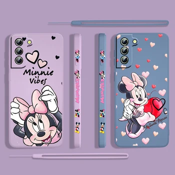 Disney Minnie Roz Drăguț Pentru Samsung Galaxy S22 S21 S20 S10 Nota 20 10 Ultra Plus Pro FE Lite Lichid Stânga Coarda Caz de Telefon Fundas