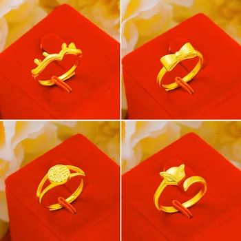Noua Moda Fox Alama Placat cu Aur Inel de sex Feminin Imitație Inel de Aur 24K Vietnam Nisip Bijuterii de Aur Anillo De Mujer