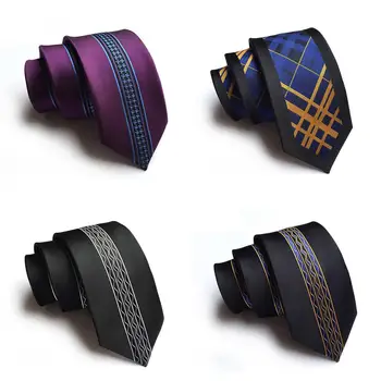 Moda Skinny Florale cu Dungi și cravată Pentru Bărbați 6CM Cravata de Matase Albastru Negru Silm Jacquard Țesute de Afaceri de Nunta Cravate
