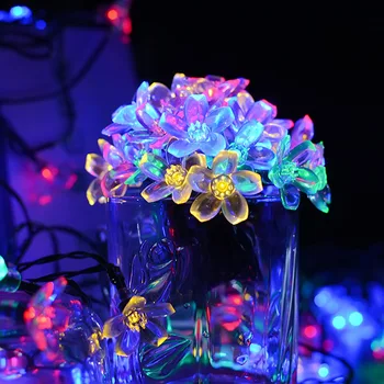 18 Stiluri Solare Ghirlande de lumină string 5-12M Flori de Piersic Lampa LED-uri de Putere Șir de Lumini Zână Grădină de Crăciun Decor în aer liber