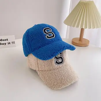 Pentru copii Copil de Toamnă Iarnă Șapcă de Baseball pentru Fete Băiat Pălării de Lână de Miel Copil Pălărie Hip Hop S Scrisoare Brodate Copii Capace 2-9 Ani