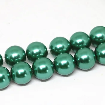 4 6 8 10 12 14 mm Sticlă Margele Perla Verde de Sticlă, Imitații de Rotund Margele Vrac Pentru Bijuterii DIY Brățară Colier Face 40cm/fire