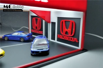 MC Hobby 1:64 asambla Iluminat cu Led Diorama Masini de Showroom-uri Garaj Honda RWB Koenigsegg pentru turnat sub presiune Model de Masina