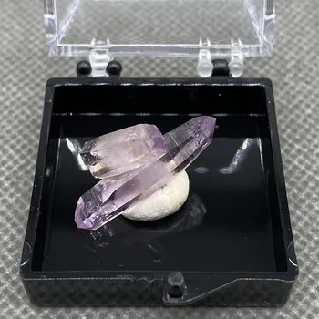 Naturale Rare Mexic Cruz cap Dublu cristal ametist minerale-specimen de Cristal de Cuarț de Bord caseta dimensiune de 3,5 cm
