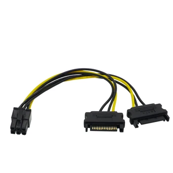 SATA Dual 15Pin M la placa Grafica PCI-e PCIE 6 Pin F placa Video, Cablul de Alimentare 6pini la Sata Y Splitter Adaptor