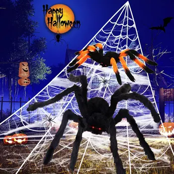 1buc 30cm, 50cm 75cm 90cm Super-Mare de Pluș Păianjen Din Sârmă de Pluș Negru Si Multicolor Stil pentru Petrecere sau Decor de Halloween