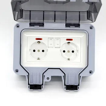 Exterior Impermeabil Soclu Standard UE Plug Stil IP66 250V16A Două Poziții de Alimentare Jack Cu Comutator en-Gros