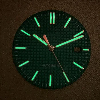 31.8 mm Singur Calendar Verde Luminos Dial + Uita-te la Mâinile Set Rose /Argint Inel Capitol Grila rotativ Pentru NH35 Circulație