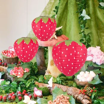1buc Căpșuni în Formă de Felinare de Hârtie Petrecerea de Ziua Decor Agățat 3D Capsuni Ornament Fondul Copil de Dus Decoratiuni de Gradina