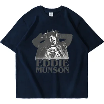 Eddie Munson Demon Coarne de Imprimare T-shirt pentru Bărbați și Lucruri mai ciudate 4 Hellfire Club, Hip-Hop Harajuku Tricou Maneca Scurta Streetwear