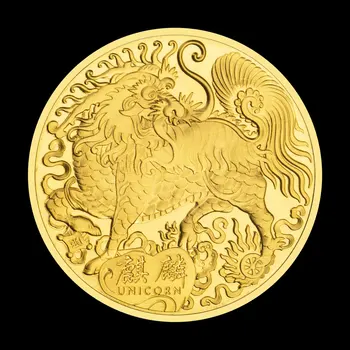 Dragon Chinezesc De Suveniruri Placat Cu Aur De Monede Tradiționale Mascota Norocos Unicorn Kylin Monedă Comemorativă Colectie De Monede