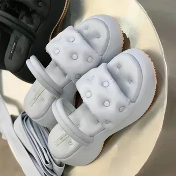 Koovan Sandale pentru Femei, Două Moduri de A Purta Rece Papuci de casă 2021 Noi de Vara Nit Peep-toe Jumătate Burete Gros de Jos Pantofi de Plaja Roma
