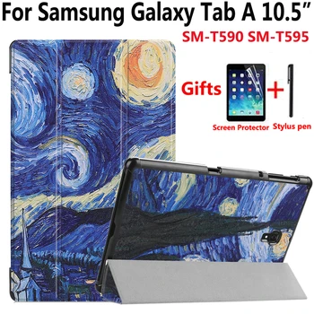 Magnetic Caz pentru Samsung Galaxy Tab s 10.5 2018 SM-T590 SM-T595 T590 T595 de Înaltă Calitate, smart Cover+protectie ecran+stylus