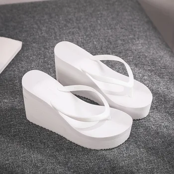 2022 Pantofi cu toc Înalt Doamna Papuci de Casa Platforma de Slide-uri mici pe O Pană de Cauciuc Flip-Flops Vara Noi Saboți Femeie Culori Bomboane