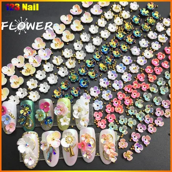 Kawaii 50PCS Shell Rășină Flori de Ziua Îndrăgostiților 3D de Unghii Chic Stras Platback Nail Art Decor DIY Instrument de Manichiura Pentru Unghii
