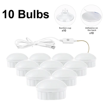 10 Becuri cu LED Oglinda Becuri USB Vanitatea Oglindă de Machiaj Lumini de Baie, Masa de toaleta Iluminat Estompat LED Lampă de Perete