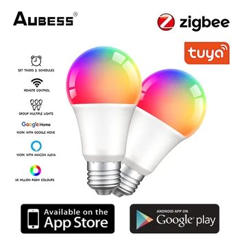 Aubess 9W Zigbee 3.0 Smart LED RGBW Bec E27 Lumina Lămpii de Schimbare a Culorii Pentru Tuya de Viață Inteligentă APP Funcționează Cu Alexa de Start Google