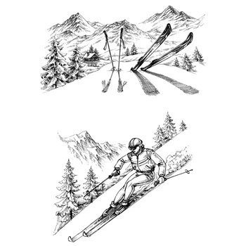 AZSG Zăpadă de Munte / Schi Clar Timbre Pentru DIY Scrapbooking Decorative Card de Meșteșuguri Distractiv Decor Consumabile