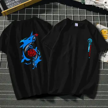 Joc Anime Genshin T-shirt Bumbac Vara Beelzebul Tartaglia Arataki Itto Ayaka Venti Yae Miko Negru Simplu Print cu Maneci Scurte