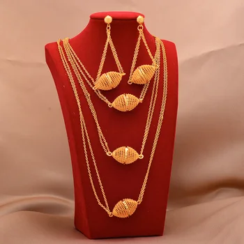 Dubai seturi de Bijuterii placat cu aur de 24K de lux din Africa de cadouri de nunta de mireasa bratara cercei colier inel bijuterii set pentru femei