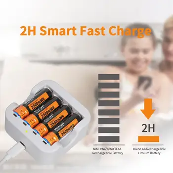 8pc 3500mWh 1.5 V AA Li-Ion Baterie Reîncărcabilă 4 Slot Incarcator, Mouse-ul Pentru、Microfon, Alarma Ceas, Periuțe de dinți
