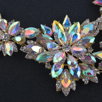 Aur de Lux Cristal Aurora AB seturi de Bijuterii Floare de Design Seturi de Colier Mireasa nunta Bijuterii Femei Partid Colier Cercei