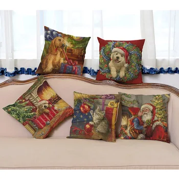 Crăciun Perne Decorative Câine Cosplay Moș Crăciun 3D de Imprimare Celebrition Cadou de Crăciun Canapea Perne Masina Perne Spate 45x45cm