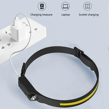 USB Reîncărcabilă Inducție Far XPG+COB LED Lampa de Cap cu Baterie Built-in Lanterna Cu 5 Moduri de Iluminare Cap Torc Lumina de Lucru