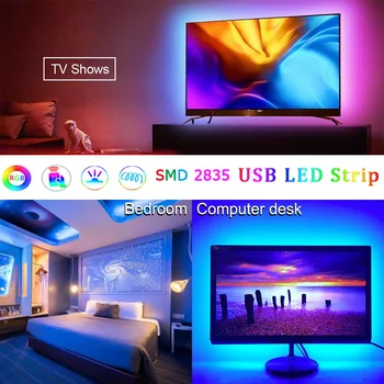Benzi cu LED-uri de Lumină USB Bluetooth RGB 5V LED RGB Lumini Flexibil Lampa LED Bandă Panglică TV cu Ecran Desktop Iluminare cu Diode Decor