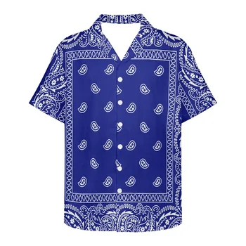 HYCOOL Paisley Print Albastru Regal Supradimensionat Buton de Cămașă Polineziene Tribal Îmbrăcăminte Tricou Casual Pentru Barbati Aloha Beach Purta 2022