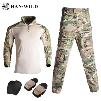HAN SĂLBATICE Tactice Uniformă Militară a Forțelor Speciale Set Costum Soldat de Paintball de Îmbrăcăminte Bărbați Femei Luptă Cămașă și Pantaloni, cu Tampoane