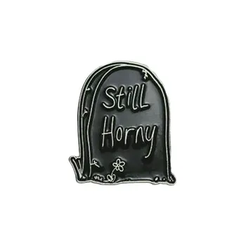 Încă excitat tombstone email pin negru artei gotice, brosa accesorii de Halloween