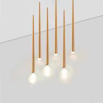 Nordic Conic, Tub Lung Pandantiv Lumini 3/5/7W Living Sufragerie Dormitor de Iluminat Interior Țeavă de Aluminiu, LED-uri Cristal Lampă de Agățat