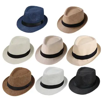 Trendy Unisex Moda De Vara, Moda Casual Soare Pe Plaja Paie Panama Jazz Pălărie De Cowboy Respirabil Pălărie Sunproof Paie Capac