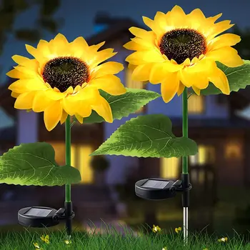 Decor de crăciun 2022 Floarea-soarelui Solare de Gradina Lumina IP65 rezistent la apa de Flori în aer liber LED Lampă Solară pentru Terasa, Curte Gazon Cale