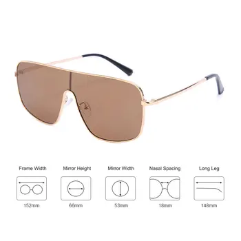 Noua Piata Supradimensionat ochelari de Soare pentru Femei 2021 Moda Una Bucata Ochelari de Soare Barbati Nuante de Culori Retro Cadru Metalic Oculos UV400