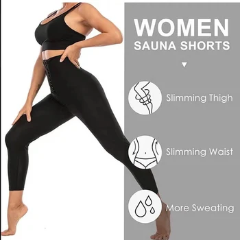 Sudoare Saună Costume Pantaloni Body Shaper Femei Pantaloni Scurți De Slăbire Burtă Corective Talie Mare Antrenor Burtă Grăsime Arzător Trening Antrenament