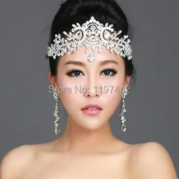 2022 vânzare fierbinte de mireasa Bentițe de Cristal Benzi femei Bijuterii de Păr accesorii de Nunta de cristal Diademe Și Coroane Cap Lanț