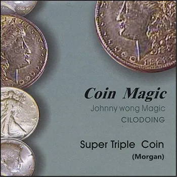 Super Triple Monedă (Morgan Dolar, cu DVD) Trucuri de Magie de Scenă Magia Apare Dispare Magie Magicienii Iluzie Pusti de Recuzită