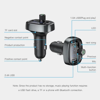 Baseus Masina Transmițător FM Bluetooth 3.0 MP3 Audio Player 3.4 Un Dual USB Încărcător de Mașină fără comenzi manuale Încărcător de Telefon Modulator Incarcator de Masina