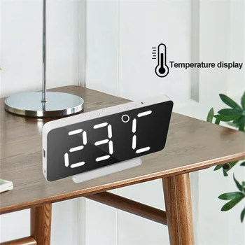 Oglinda Digital Ceas cu Alarmă de Amânare a Afișa Timp de Noapte cu LED Ceas Digital, Data de Afișare a Temperaturii Masina Blat Ceas