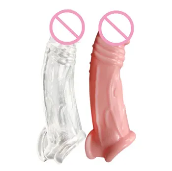 Penis Extender Extindere pentru Om Penis Mâneci Reutilizabile Prezervative Penis Inel de Întârziere de Timp, Cu Solide de Simulare Glandul