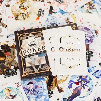 Joc Genshin Impact Cosplay Poker elemente de Recuzită de Joc carduri de Carduri de Tarot 54pcs/Set Cadouri de Craciun